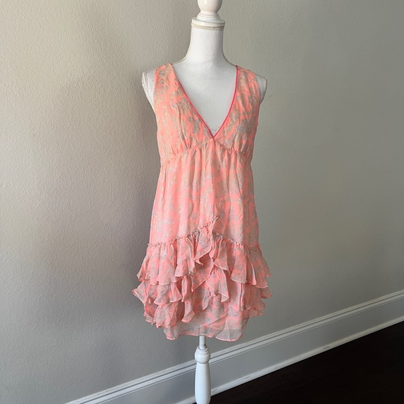 Elizabeth and James Dresses & Skirts - ELIZABETH AND JAMES Pink Ruffle Silk Dress